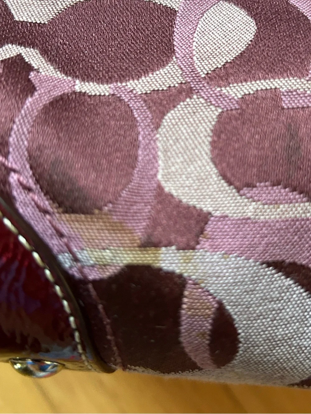 Coach Plum Logo Jacquard Shoulder Bag
